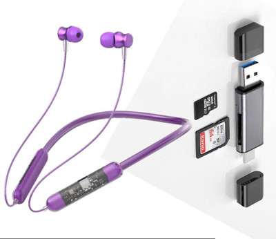 Foxne Point Transparent Bluetooth Earphone Wireless Headphones With USB/TYPE-C CARD READER Bluetooth(Putple, In the Ear)