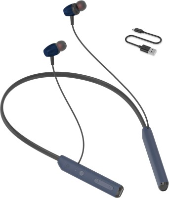 TEQIR Stereo Headset Neckband Sport Earbuds Headphone with Mic For Sports Bluetooth Headset(BLUE, Enhanced Bass,Immersive LED Lights, In the Ear)