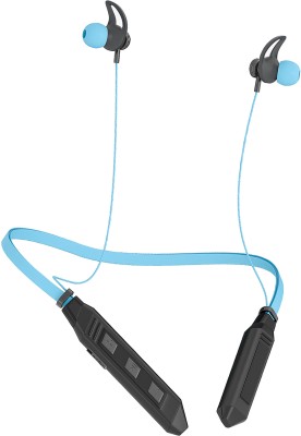 TEQIR Neckband Bluetooth Earphone Headset & Noise Cancellation for All Smartphones Bluetooth Headset(Blue, In the Ear)