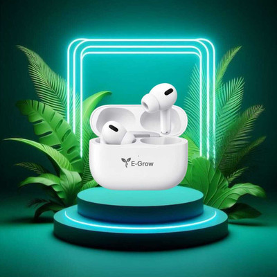 e grow True Wireless Earbuds Bluetooth 5.3 Deep Bass Type-C Fast Charging Touch Control Bluetooth(White, True Wireless)