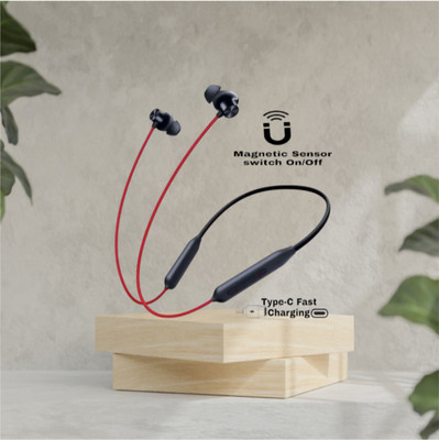 AIZINA 58 Hours Playtime Bluetooth Wireless Neckband Headphones Earphone_T6 Bluetooth & Wired(Red, In the Ear)
