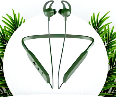 GUGGU Bluetooth Headset Neckband with mic BT-Max 30H Playtime & Calling VibrationP200 Bluetooth(Green, True Wireless)