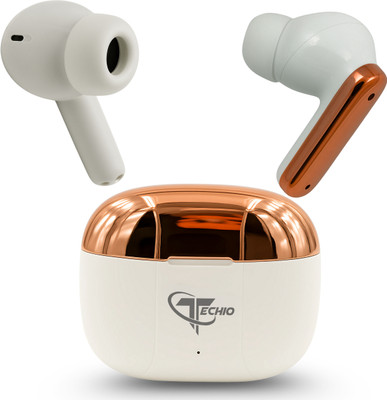TECHIO Lightweight Earbuds H14 with Instant Auto Pairing Bluetooth(White, True Wireless)