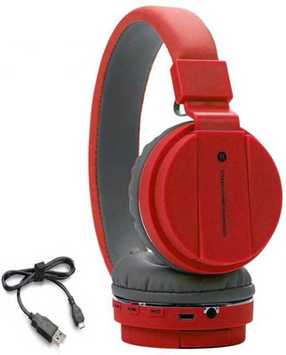 BASS BLING Hot Sale Headphone with FM|SD Card Slot|music|calling|Bluetooth Bluetooth & Wired(Red, On the Ear)