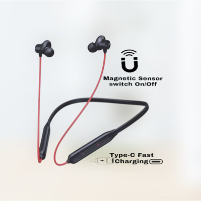 TWS Pro Neckband With Upto 58 Hours Playback & Fast Charging Earphone_CV Bluetooth & Wired(Red, In the Ear)