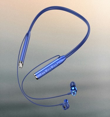 PTROX N80 Vibration Alert 48 Hours Playtime Pure Bass Waterproof Neckband P36 Bluetooth(Blue, In the Ear)