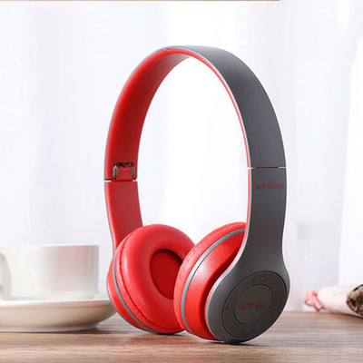 TABARET Premium Quality Wireless Bluetooth Headphones with Vol Control,HD Sound Bass,Mic Bluetooth(Red, On the Ear)