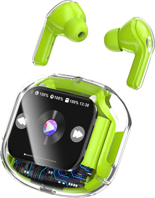 Psithurism Ultrapod Pro LCD Screen True Wireless Noise Cancelling Earbuds, 6-Mic, Smart LCD Bluetooth(Green, In the Ear)