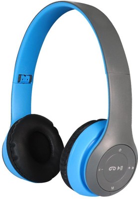 GLARIXA P47 Head-Mounted Stereo Bluetooth Headset Foldable Wireless MP3/FM/Bass, Aux in Bluetooth & Wired Headset(Blue, On the Ear)