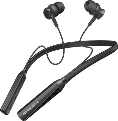 SIGNATIZE Wireless in-Ear Neckband Bluetooth Earphones with 10mm Drive,50 Hours Playtime Bluetooth & Wired(Black, In the Ear)