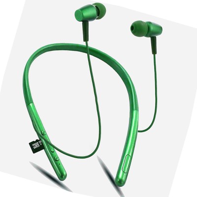 TEQIR Headphones with Mic Stereo Portable Sports Bluetooth 5.0 Magnetic Neckband Bluetooth Gaming Headset(Green , Enhanced Bass, TF Card Support, Immersive LED Lights, In the Ear)