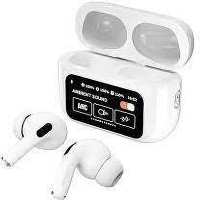 monytt Latest Touch screen Display Earbuds with 30 hour Playtime ANC & ENC Bluetooth(White, True Wireless)