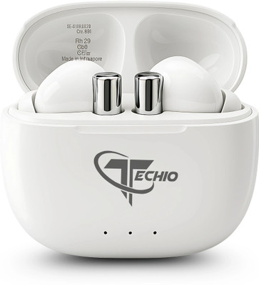 Techio ATOM 90 True Wireless Earbuds G1 with ENC & 50H Backup 5.3 Bluetooth(White, True Wireless)
