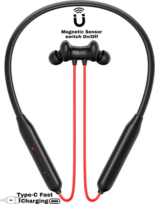 GREE MATT Bullets Z2 - MAGNETIC POWER OFF/ON 48Hr Playtime Headphone Neckband Bluetooth(Acoustic Red, In the Ear)