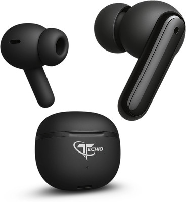 Techio Nirvana ION with Zen ENC Mic, 40H Battery Life, Low Latency Gaming, 5.3v Bluetooth(Black, True Wireless)