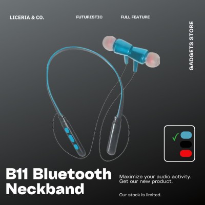 Dude B11 Bluetooth Wireless Neckband With Extra Bass & Noise Cancellation Bluetooth Headset(Muliticolor, True Wireless)