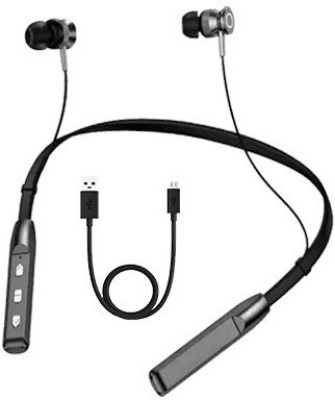 ROKAVO Magnetic Bluetooth Neckband Headphone with Mic Bluetooth Headset(Black, In the Ear)