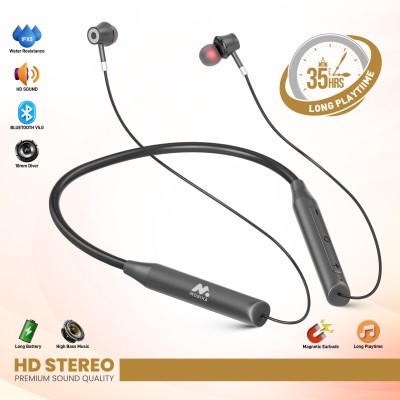 Boom New Series 106 Playtime 35H,Clear HD Sound IPX5, 5.0v Wireless Neckband Bluetooth(Black, In the Ear)