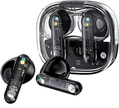 Psithurism LY80 Transparent Earbuds/TWs/buds 5.3 Earbuds with 48HRS Playtime, Headphones Bluetooth(Jade Black, Transparent, True Wireless)