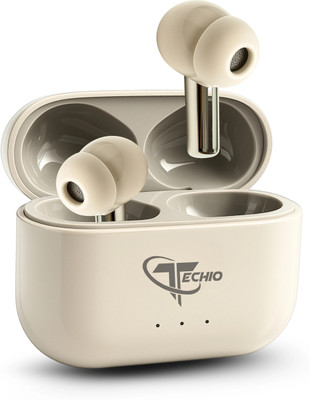 TECHIO BUDS XERO Bluetooth 5.3 TWS Earbuds P2 with ENC Mic & 50H Playtime Bluetooth(White, True Wireless)