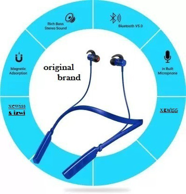 IZWI iz-34 24Hrs Playtime with superior sound Neckband Headphone (Blue, In the Ear) Bluetooth(Blue, In the Ear)