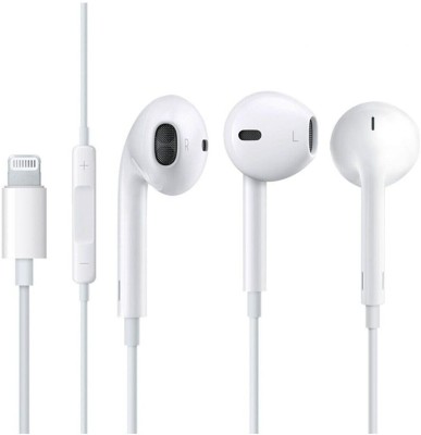 Muvit iPhone Lighting Wired Earphone Handfree for iPhone 14 13 12 11 X,XR Wired Gaming Headset(White, In the Ear)