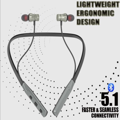 Qeikim NB119 Beat 30 Hours Playtime Fast Charging, Dual Pairing Neckband Earphone Bluetooth Headset(Black, In the Ear)