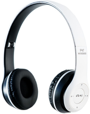 RECTITUDE P47 Wireless Bluetooth Over Ear Foldable Headphone With Mic Dynamic Bass, HIFI Bluetooth & Wired(White, On the Ear)