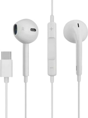 HRYFiNE Type C Handsfree with Microphone and Volume Buttons For All Smart Phones Wired Headset(White, In the Ear)