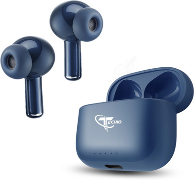 TECHIO HyperBuds with Fast Charge, Voice Assistant, ENC & Bass Boost Driver Bluetooth(Blue, True Wireless)