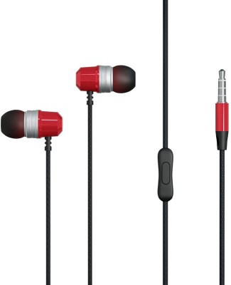 AJ CREATIVE Wired Headphones Dynamic Bass Earphones with In-Line Mic Wired(Red, In the Ear)