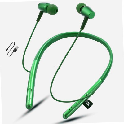 ZTNY Neck band earphone wireless bluetooth running waterproof sports Neckband Bluetooth Headset(GREEN, Enhanced Bass, TF Card Support, Immersive LED Lights, In the Ear)