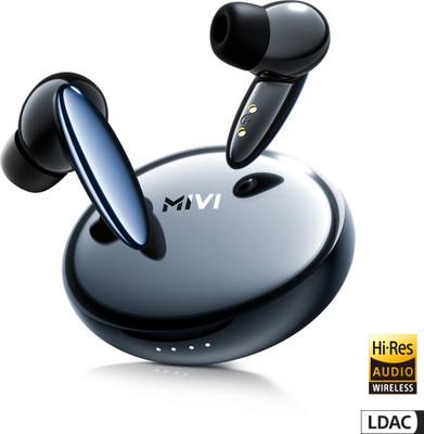 Mivi Superpods Opera, 60Hrs PT, Spatial Audio, Hi-Res & LDAC, 3D HD Audio, Fast Chg. Bluetooth(Icy Black, True Wireless)