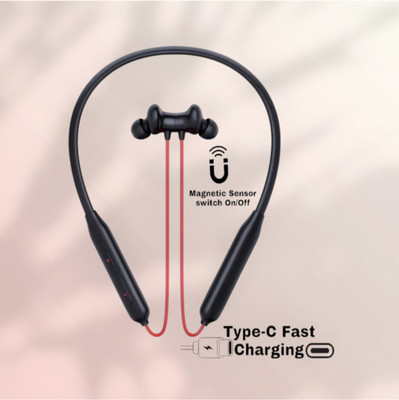 GDS 58 Hours Playtime Bluetooth Wireless Neckband Headphones Earphone_TT Bluetooth & Wired(Red, In the Ear)