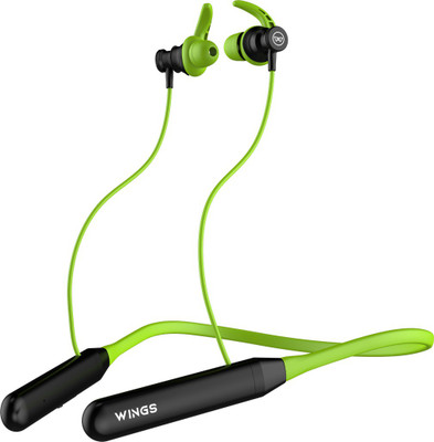 WINGS Phantom 110 Neckband, LED , 20 hrs Playtime, 50ms Low Latency Headphones Bluetooth Gaming(Green, Black, In the Ear)