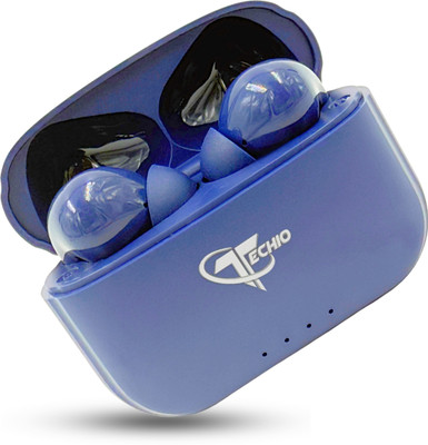 Techio BUDS XERO TWS EARBUD w9 with AI ENC for calls, upto 50 hours of Playback Bluetooth(Blue, True Wireless)