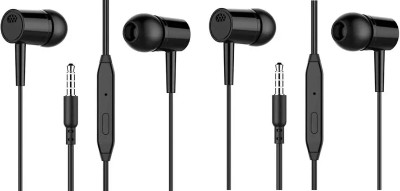 RALGAUT Universal Wired In Ear Earphones With Mic (Pack of 2) Wired Headset(Black, In the Ear)