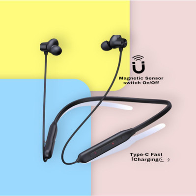 skm Pro Neckband With Upto 48 Hours Playback & Fast Charging Earphone_NB Bluetooth & Wired(Black, On the Ear)