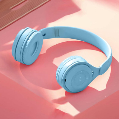 Techpunch Best Quality Adjustable Headphones with Hi-Fi Stereo Sound Lightweight Bluetooth(Blue, On the Ear)