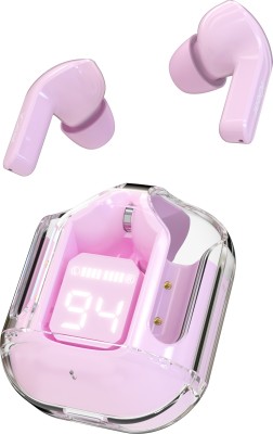 iGear Crystal TWS Earbuds, Transparent Case, LED Display, With ENC, Touch Control Bluetooth Headset(Blush Pink, In the Ear)