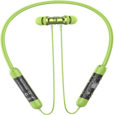 Qeikim Transparent Neckband Wireless Bt V5.3 Earphones Blue Tooth Headphones Earbuds Bluetooth Headset(Green , Enhanced Bass , Transparent Headphones , Immersive LED Lights, In the Ear)