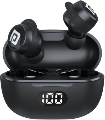 Portronics Harmonics Twins S5 Smart TWS Earbuds,15Hrs Playtime, LED Display, Game Mode,5.2v Bluetooth Headset(Black, In the Ear)