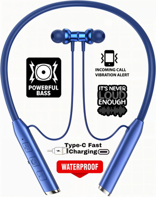 GREE MATT Vibration Alert, 48 Hours Playtime, Crystal Clear Sound, Stylish Neckband Bluetooth(Romeo Blue, In the Ear)