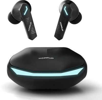 HOPPUP Predator Xo5 Earbuds with 50H PlayTime, 35MS Low Latency, AI ENC, RGB LED & 5.4v Bluetooth(Midnight Black, True Wireless)