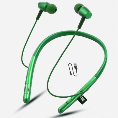 XUOP Stereo Headset Neckband Sport Earbuds Headphone with Mic For Sports Bluetooth Gaming Headset(GREEN,Super Bass, TF Card Support, Immersive LED Lights, In the Ear)