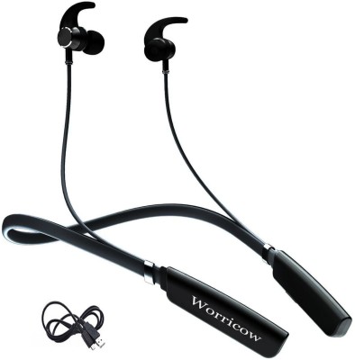 Worricow Best Buy Classic Neckband with Fast Charging Bluetooth Headset Bluetooth Headset(Black, In the Ear)