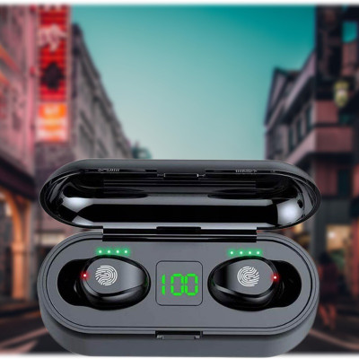 GUGGU Z52_F9 Wireless Earbuds with Bluetooth 5.0 & Digital Display Bluetooth Gaming(Black, In the Ear)