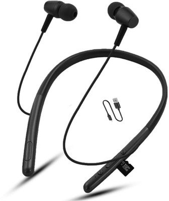 Rueqn Platinum Series Neckband - Low Price Bluetooth Neckband Bluetooth Gaming(BLACK,Super Bass, TF Card Support, Immersive LED Lights, In the Ear)