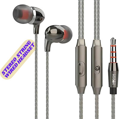 ModishOmbre Stereo String Black Earphone With Mic Magnetic / NC Wired(Black, HD calling, Stereo sound, Tangled free, 3.5mm Jack, High sound quality, In the Ear)