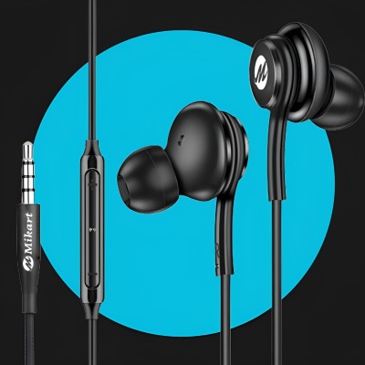 Mikart O_ppo V_ivo Mobile Compatible Heavy Bass Earphone with Mic & Volume Controller Wired Headset(Black, In the Ear)